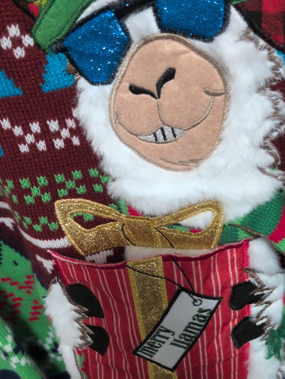 Llama With Drink Pocket Ugly Sweater - Picture 3 of 4